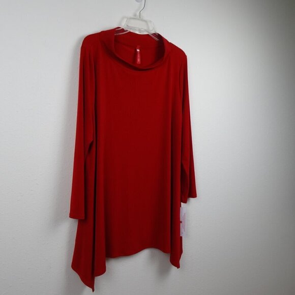 IC Collection Long Sleeve Top Women’s Plus Size 1X Red Knit Made in USA - Picture 3 of 10